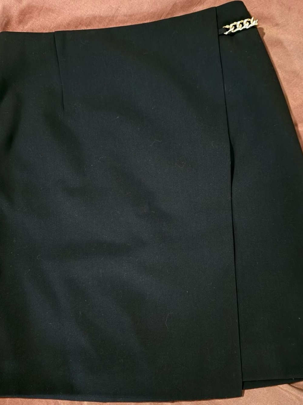 H&M Black Mini Skirt with Gold Chain Accent